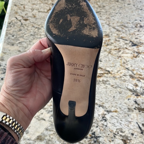 Jimmy Choo 100mm Black Leather Pumps - Picture 3 of 5